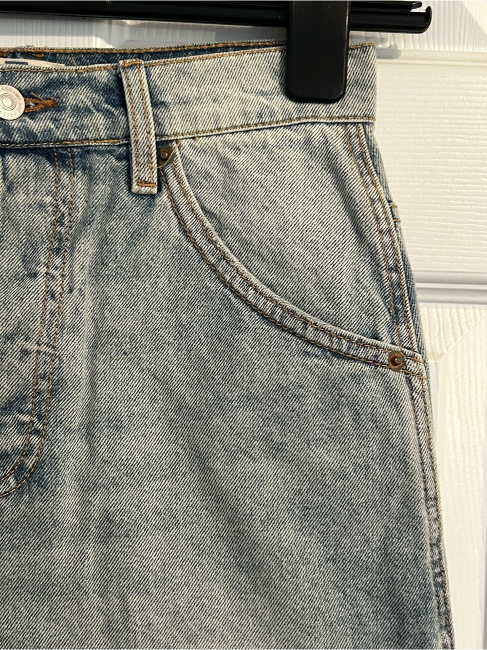 Free People Light Blue Distressed Denim Mini Skirt - Picture 5 of 8
